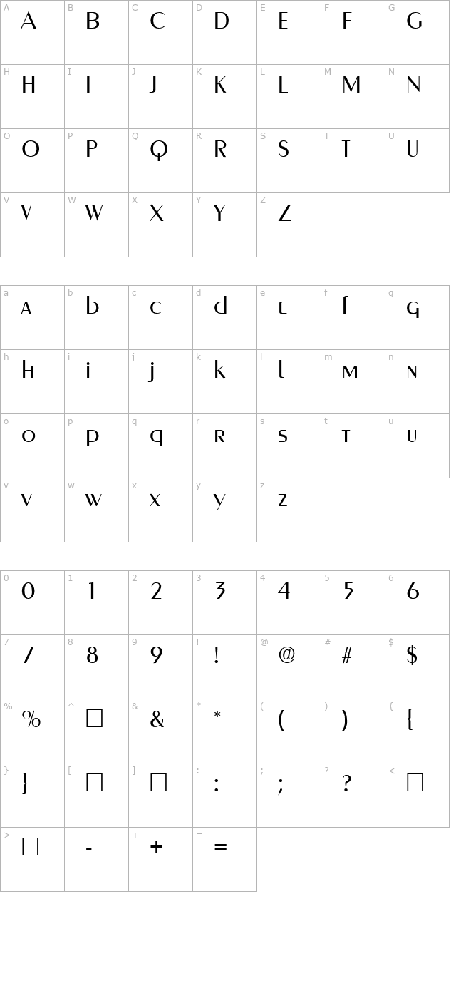 GreyhoundRegular character map