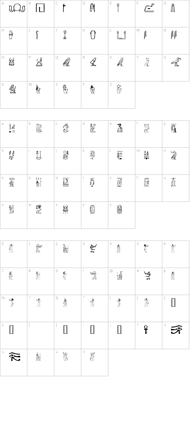 Greywolf Glyphs character map