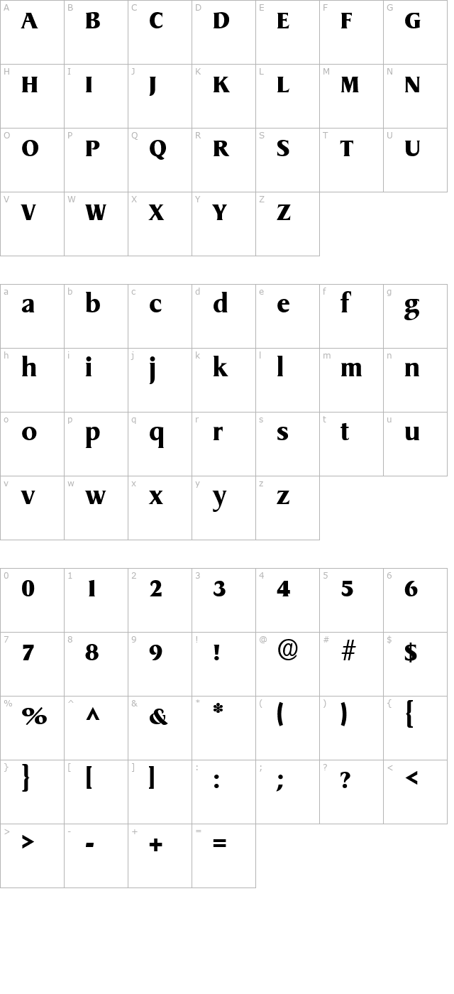 GriffonExtrabold Regular character map