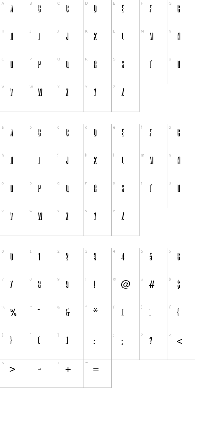 GriffonShadow character map