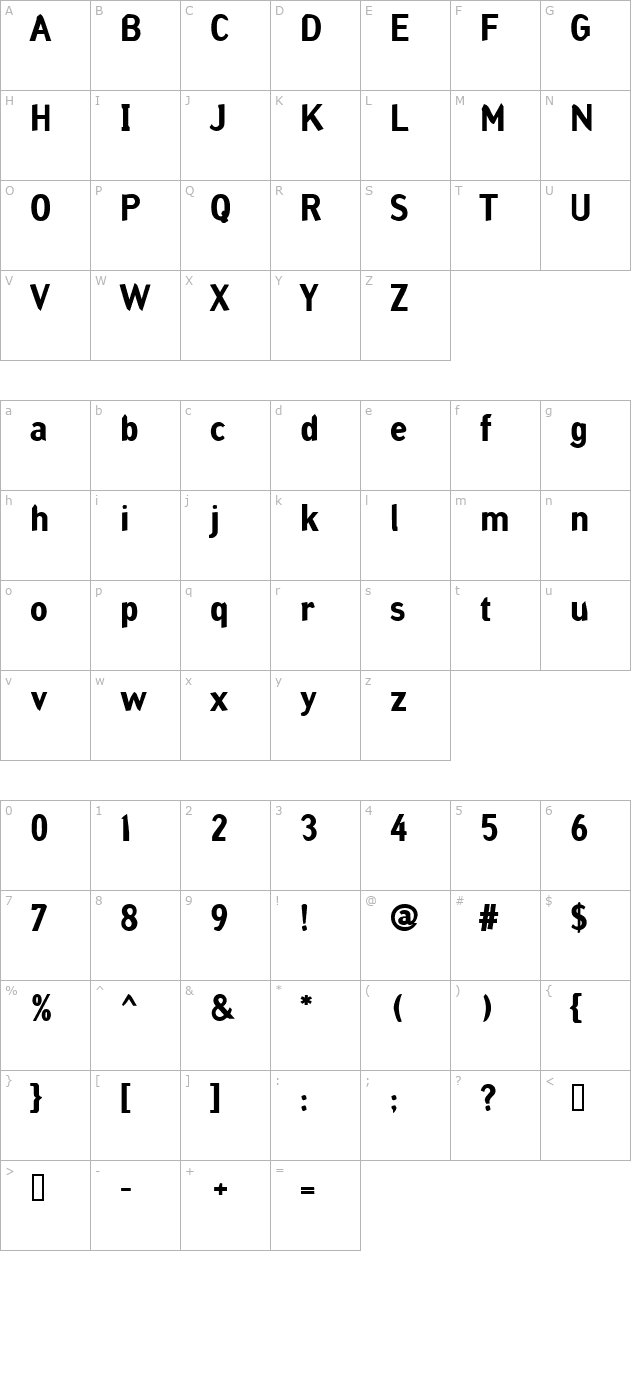 Grinder Bold character map