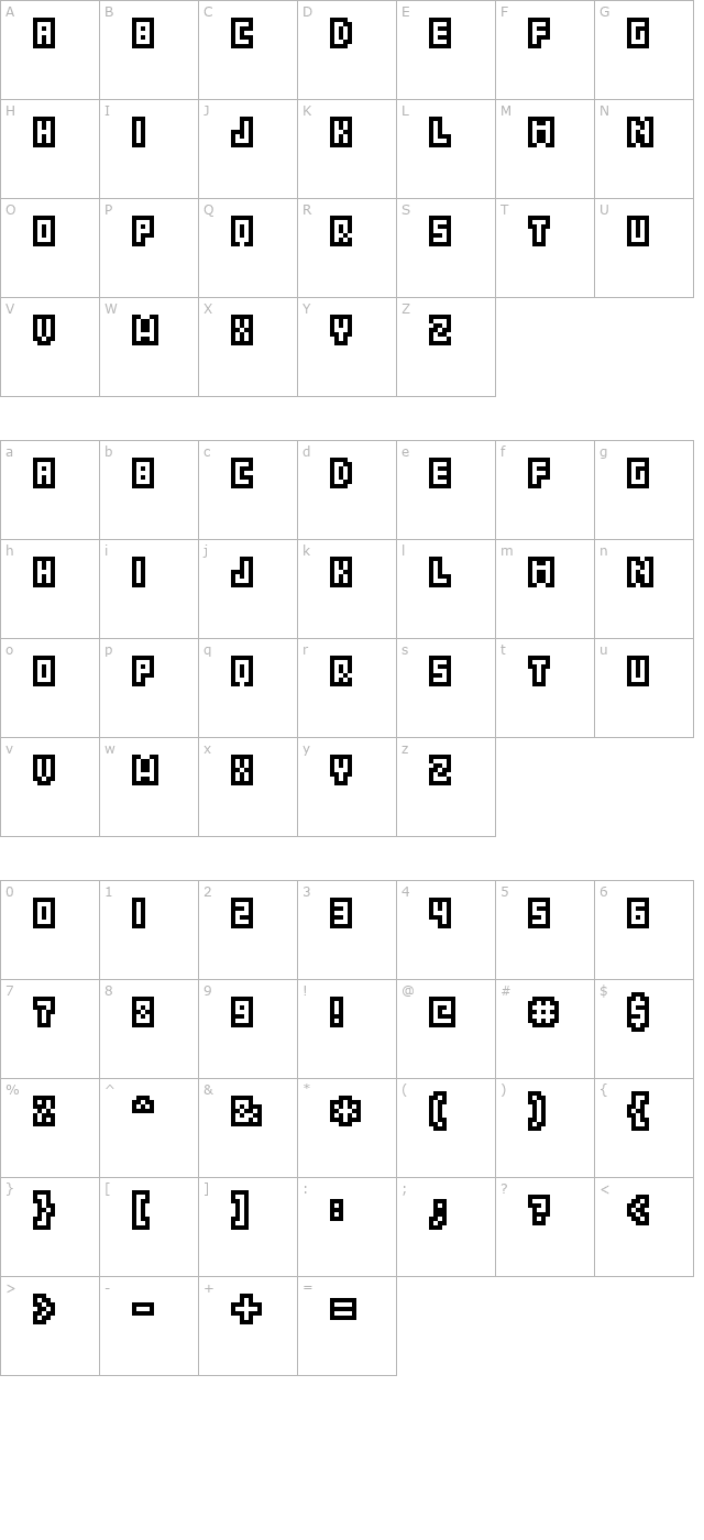 Grixel Acme 5 CompCapsO character map