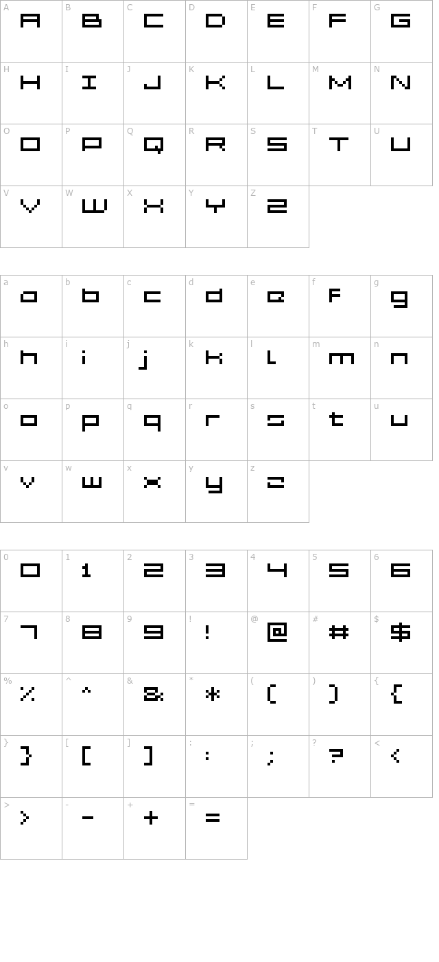 grixel-acme-5-wide-xtnd character map