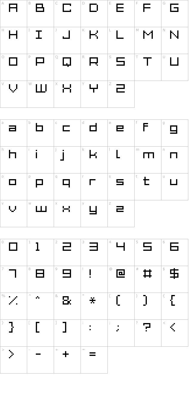 Grixel Acme 7 Wide Xtnd character map