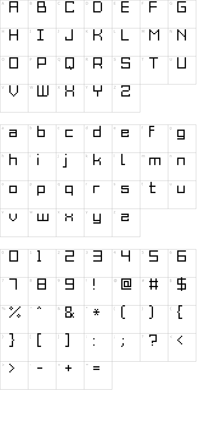 grixel-acme-9-regular-xtnd character map