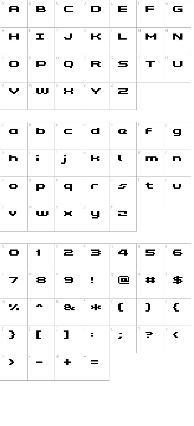 Grixel Kyrou 5 Wide Bold Xtnd character map