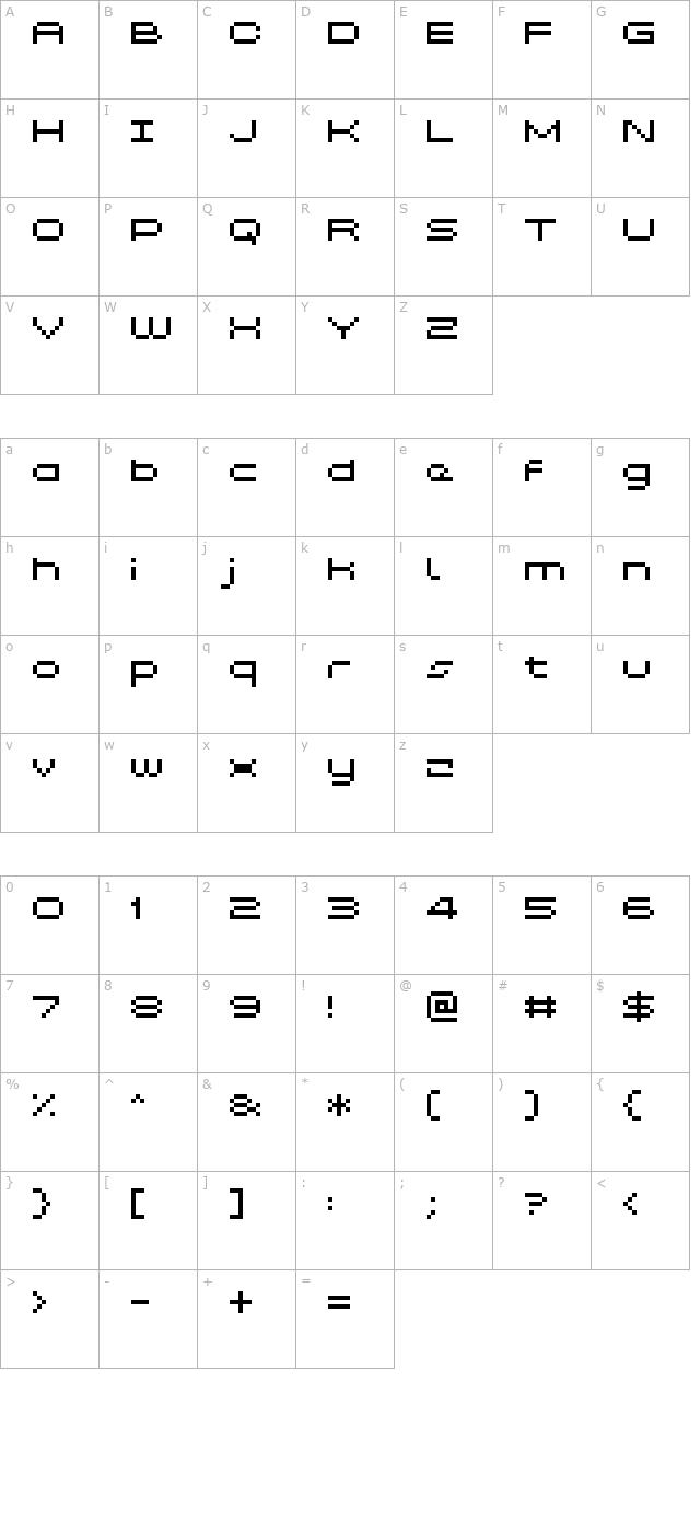 grixel-kyrou-5-wide-xtnd character map