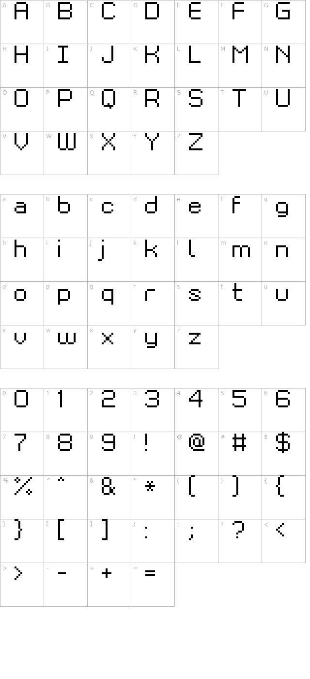 Grixel Kyrou 9 Regular character map