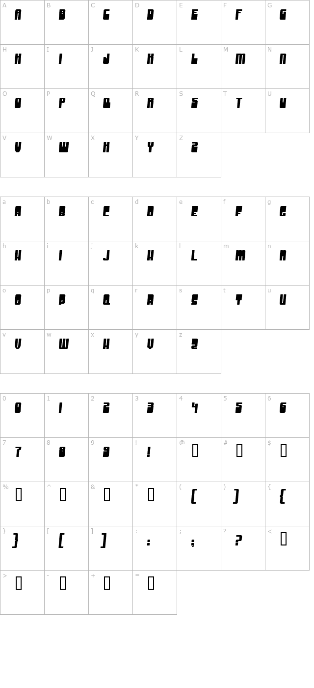 Groove Machine Bold character map