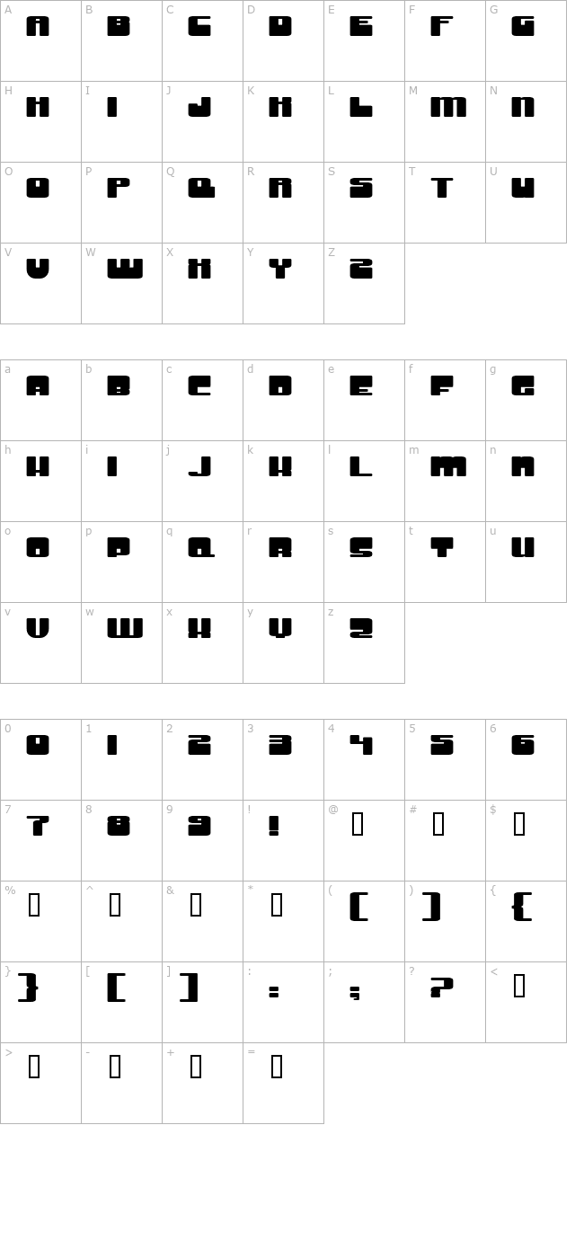 Groove Machine ExpUpright Bold character map