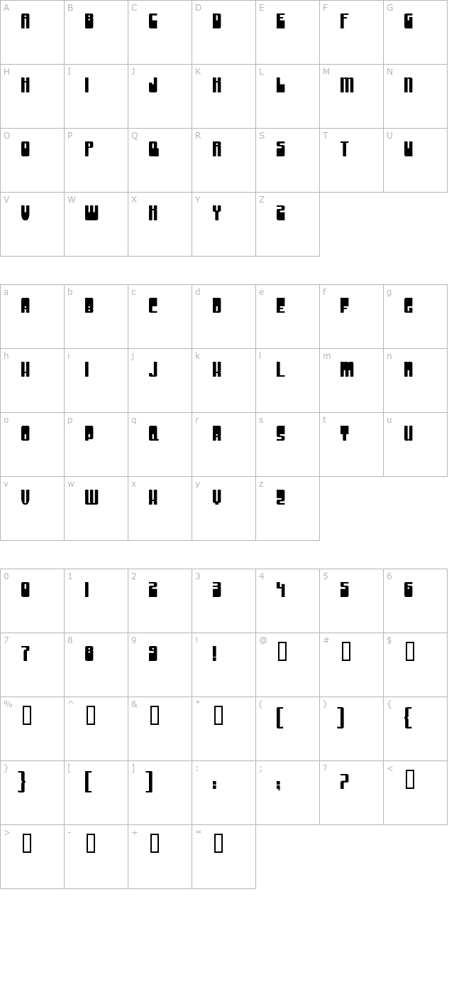 Groove Machine Upright character map