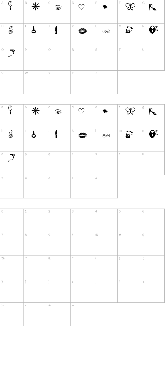 Grrlz stuff character map