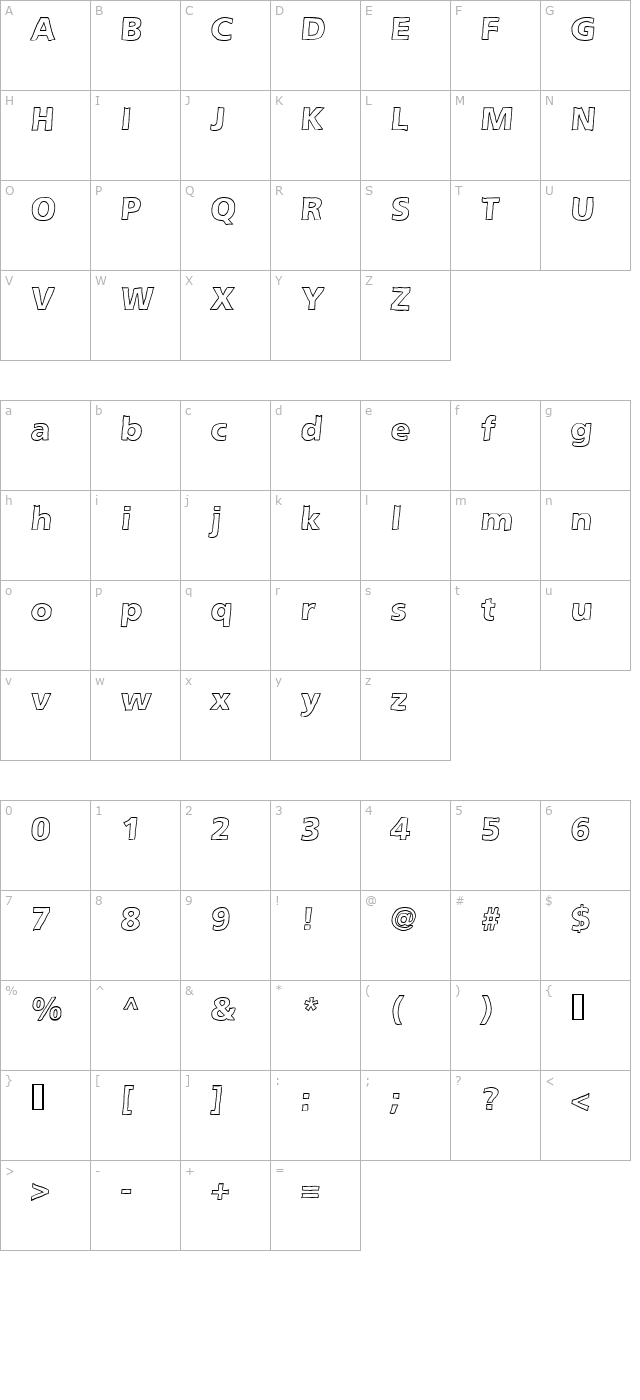 Grunge Outline character map