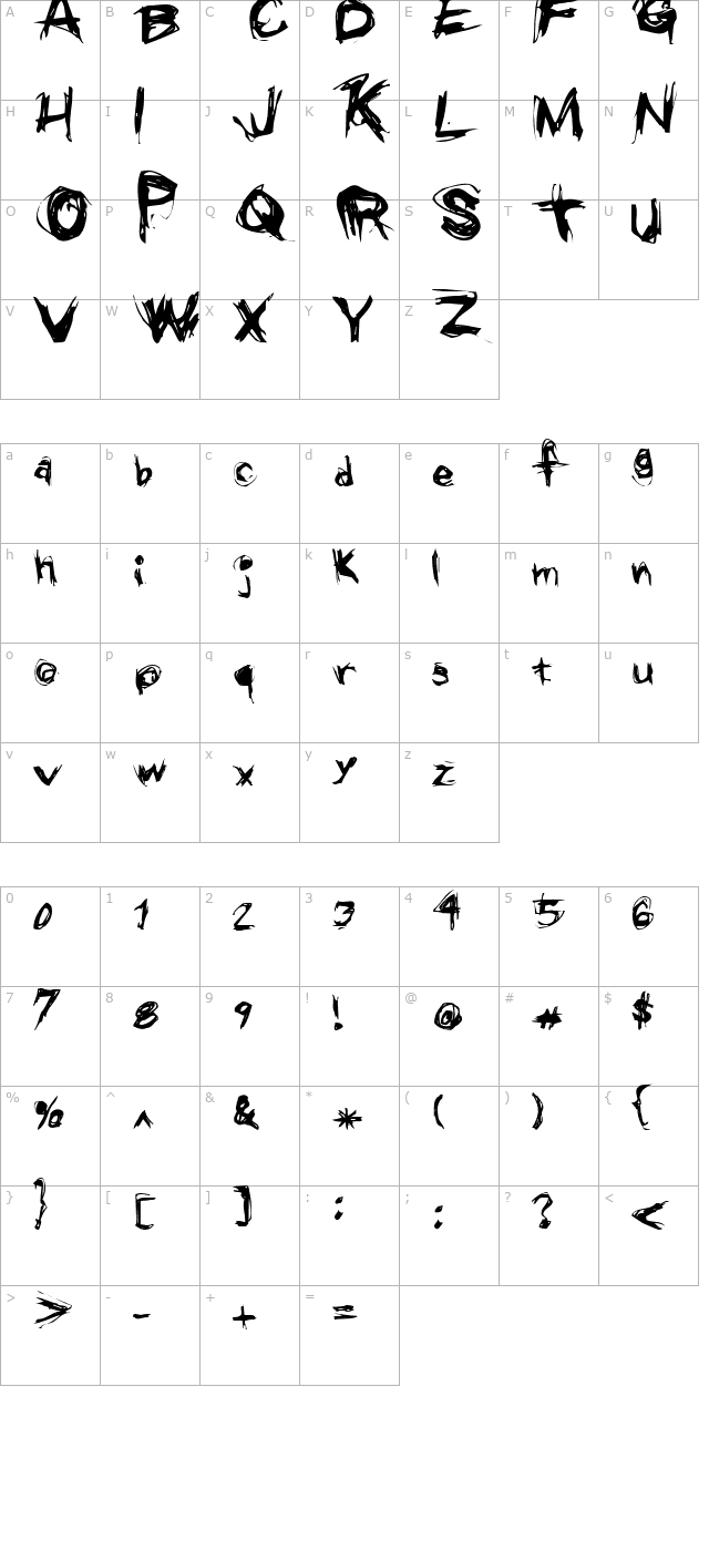 Grunge Regular character map