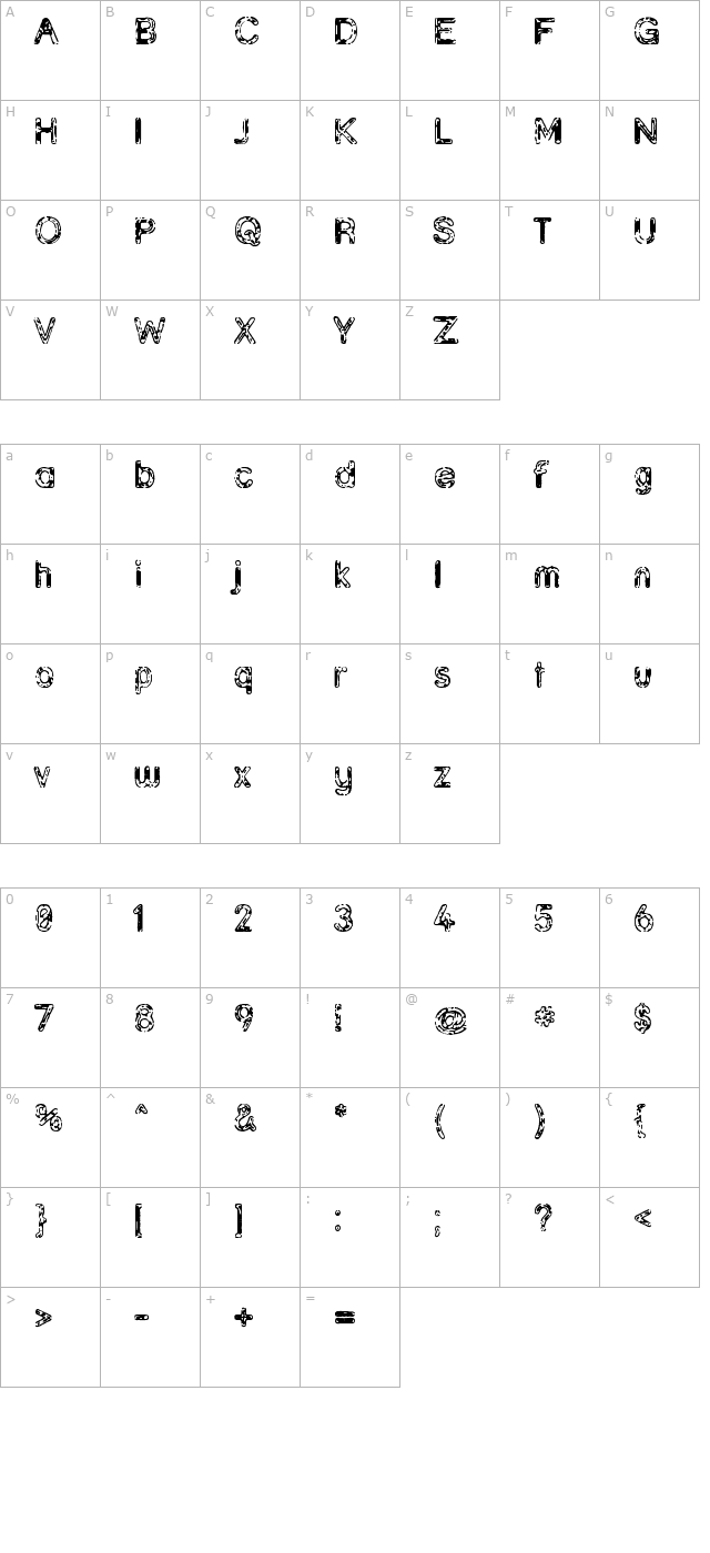 grunja character map