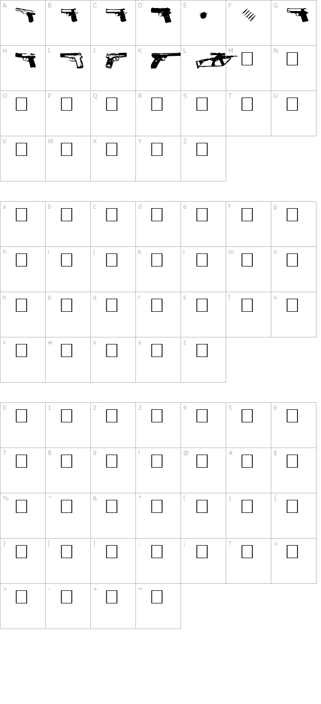 Gunbats character map