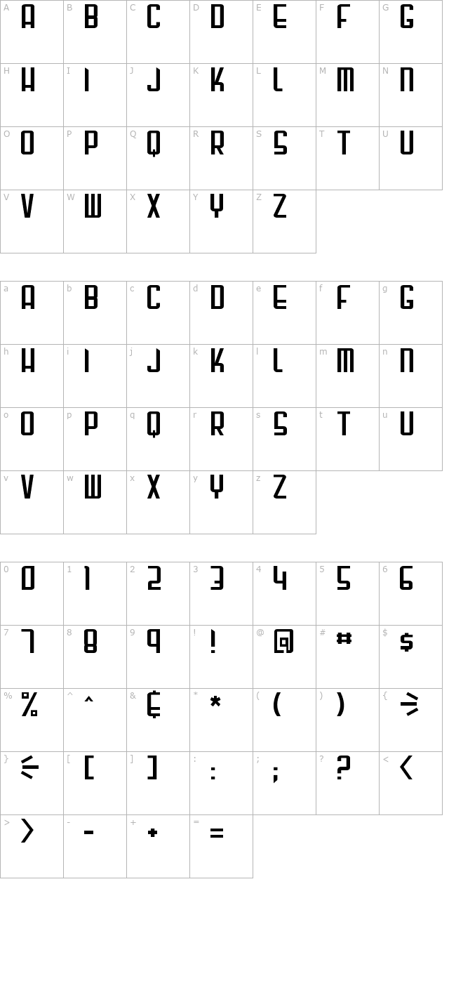 Gunblade character map