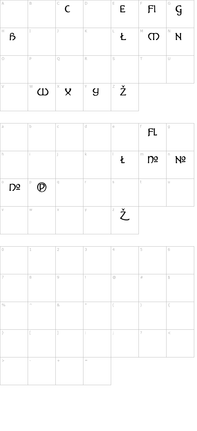 Hadley Alts character map