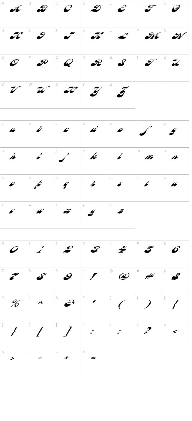 haightextended-oblique character map