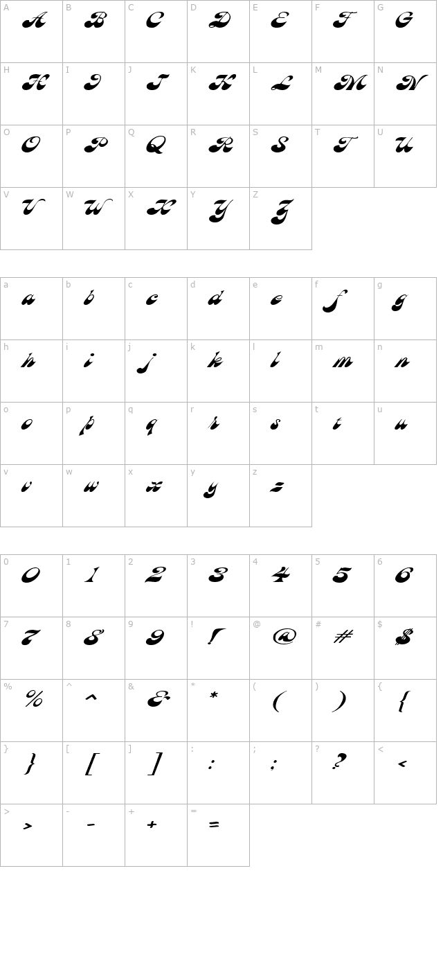 HaightExtended character map