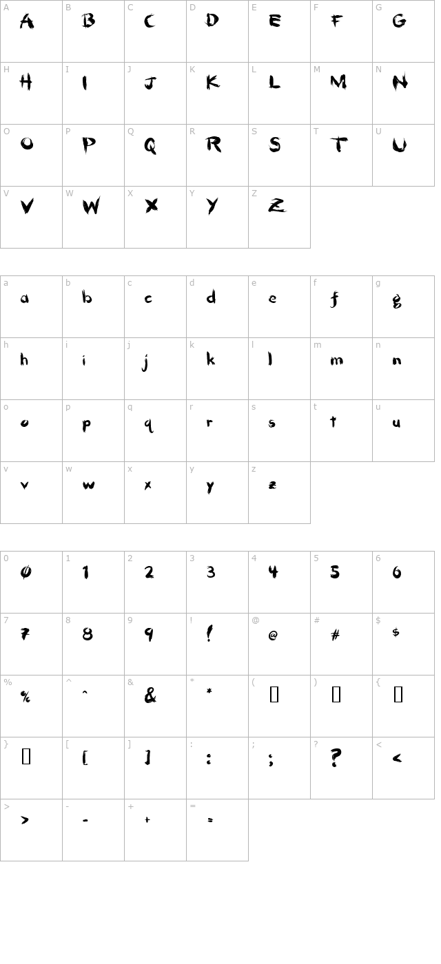 HairBrush Thick character map