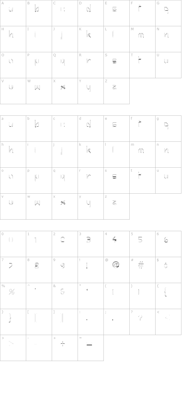 hairpin-hairline-regular character map