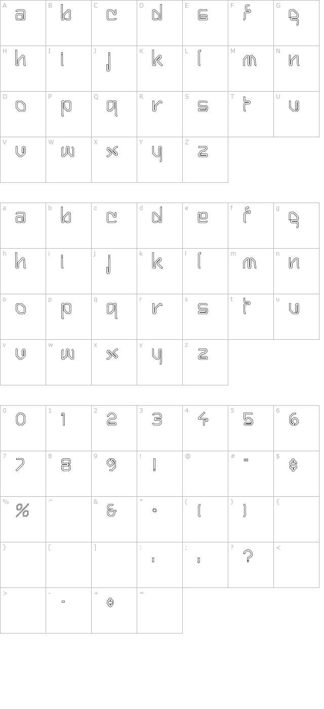 Hairpin-Normal Hollow character map