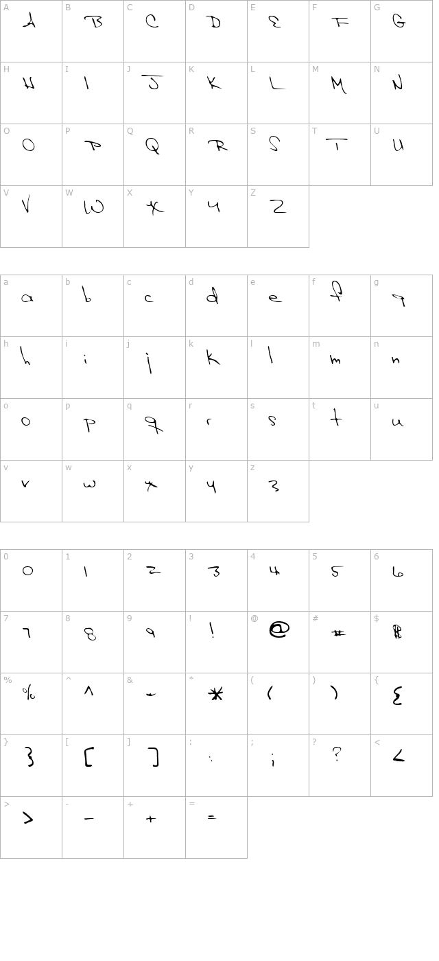 Hak Regular character map