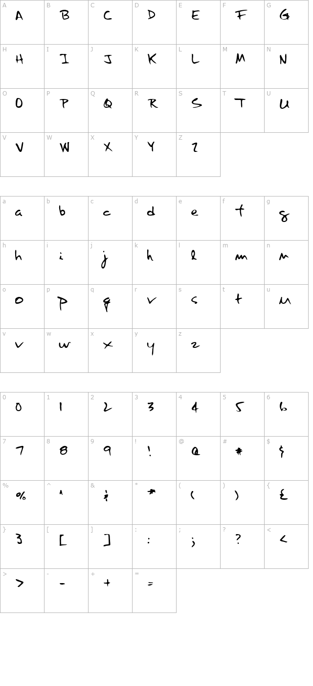 haleyshand-regular character map