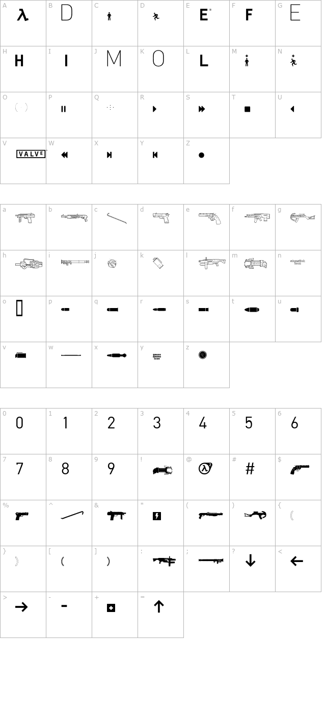 HalfLife2 character map