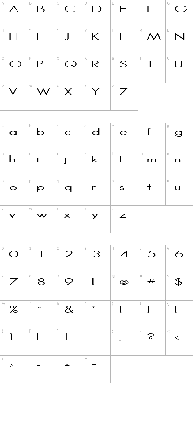 halibut-regular character map