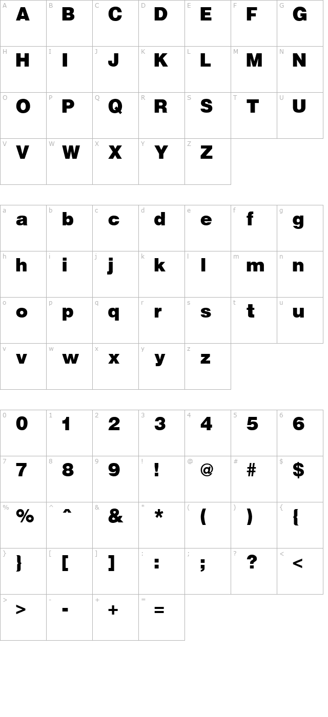 hallmarke-black-regular character map