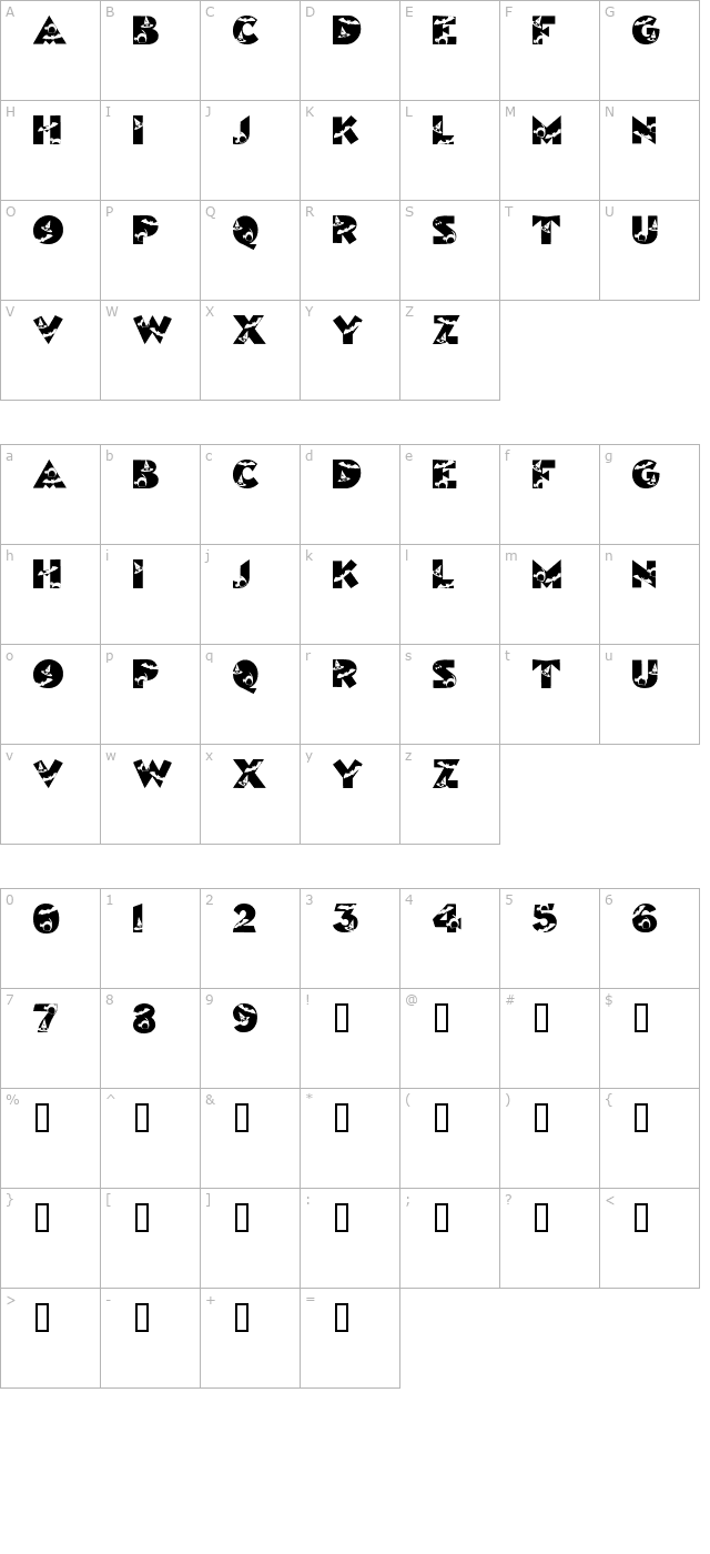 halloweenkiddyfont character map