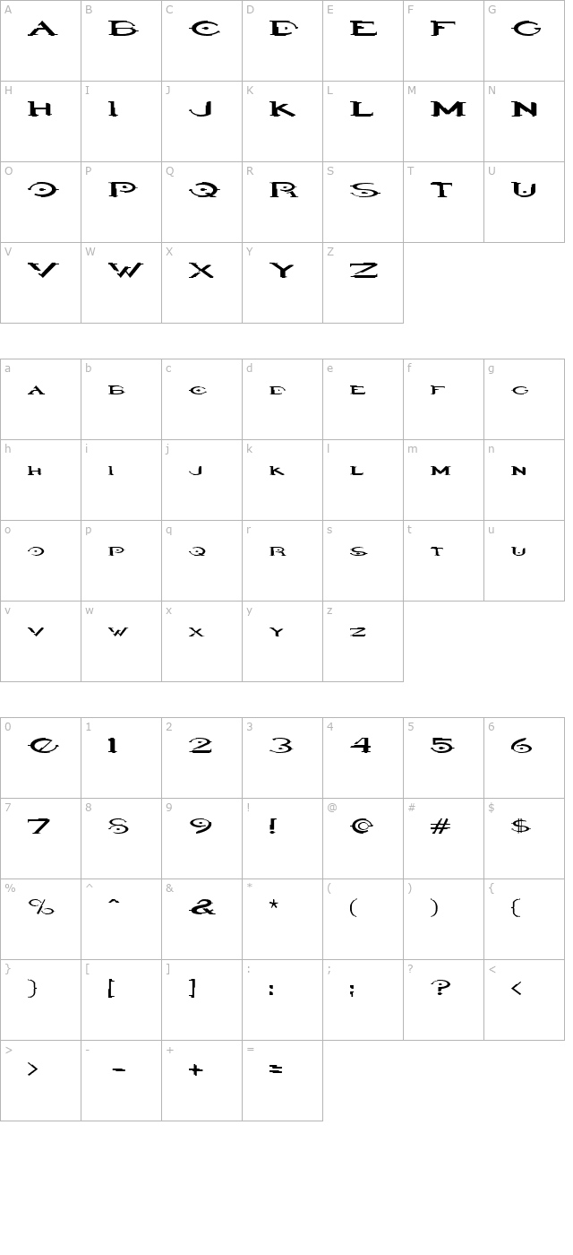 HaloRegular character map