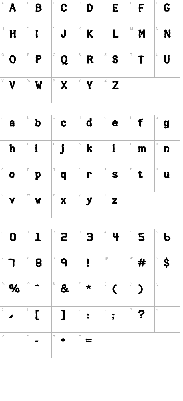 halter-pinchy character map