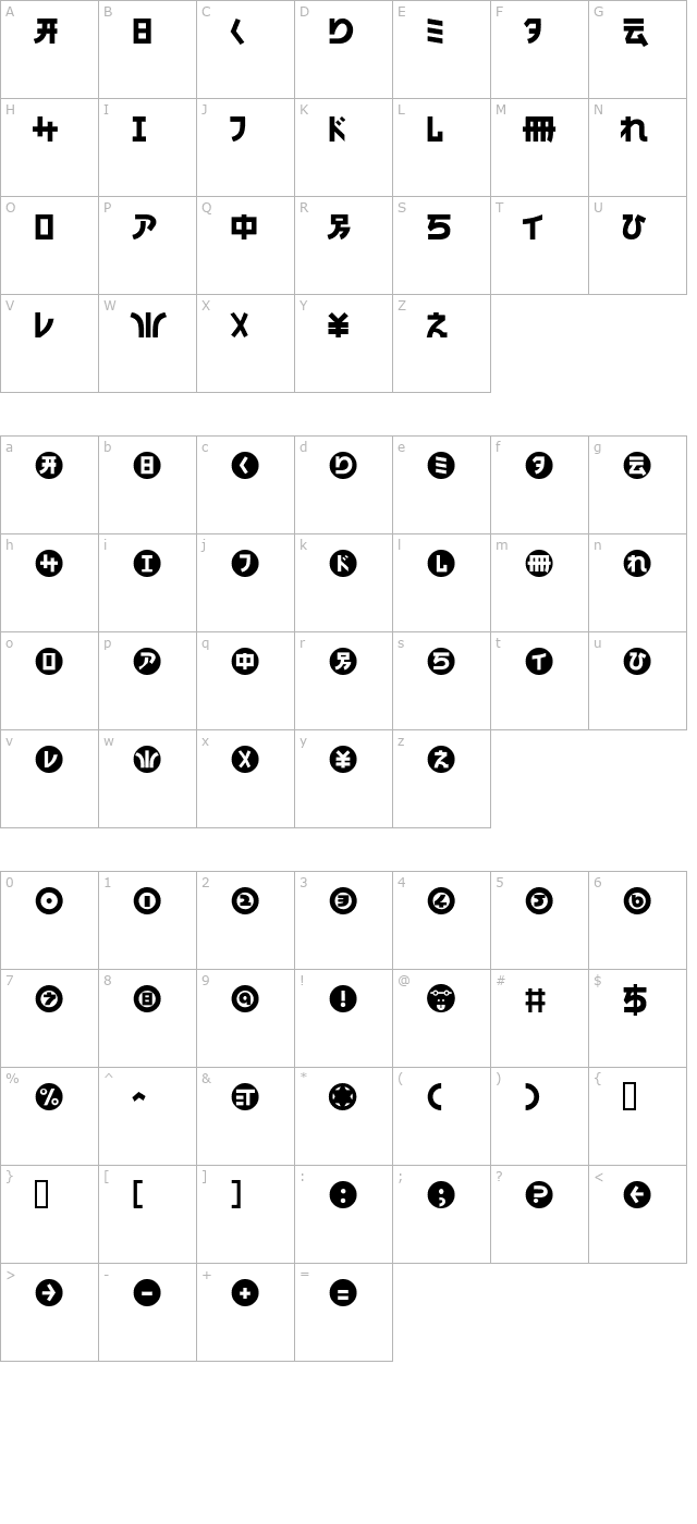 HaMangaIrregularLL Normal character map