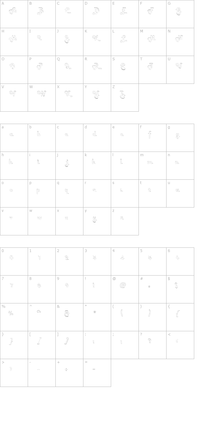 HamburgerUprightOutline character map