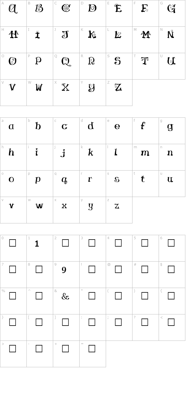 hamlake-regular character map