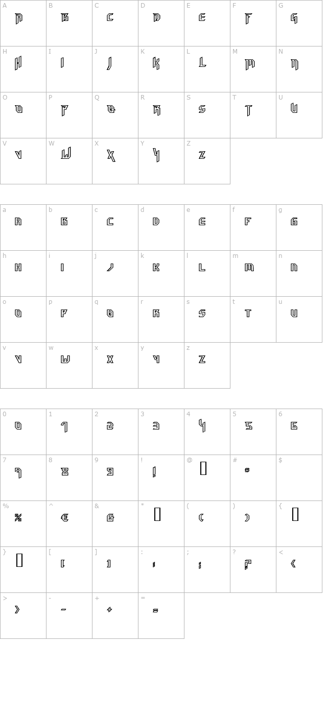 HammerheadOutline character map