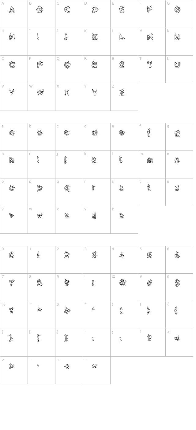 hammeroid-hollow character map