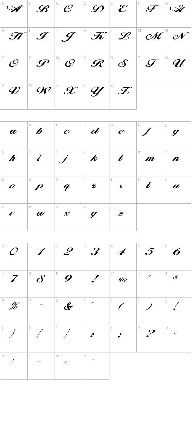 hancock-wd character map