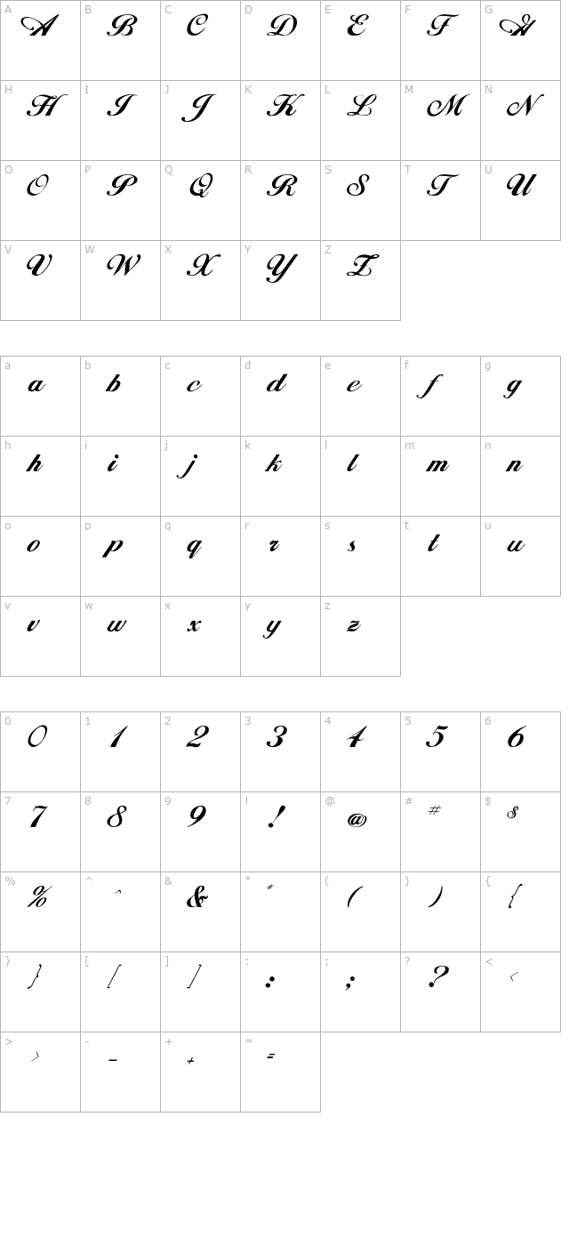 Hancock character map