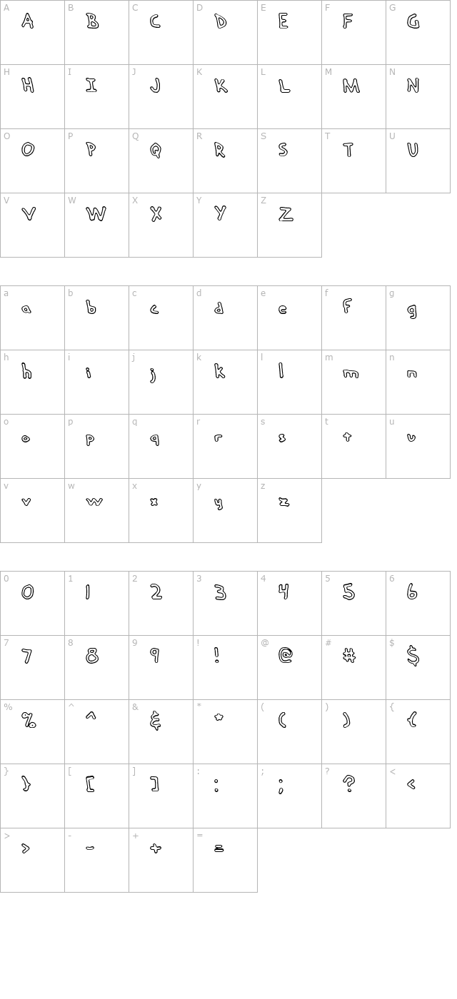 Hand Me Down O BRK character map