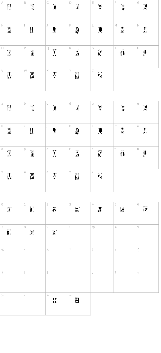 HandNegativ character map