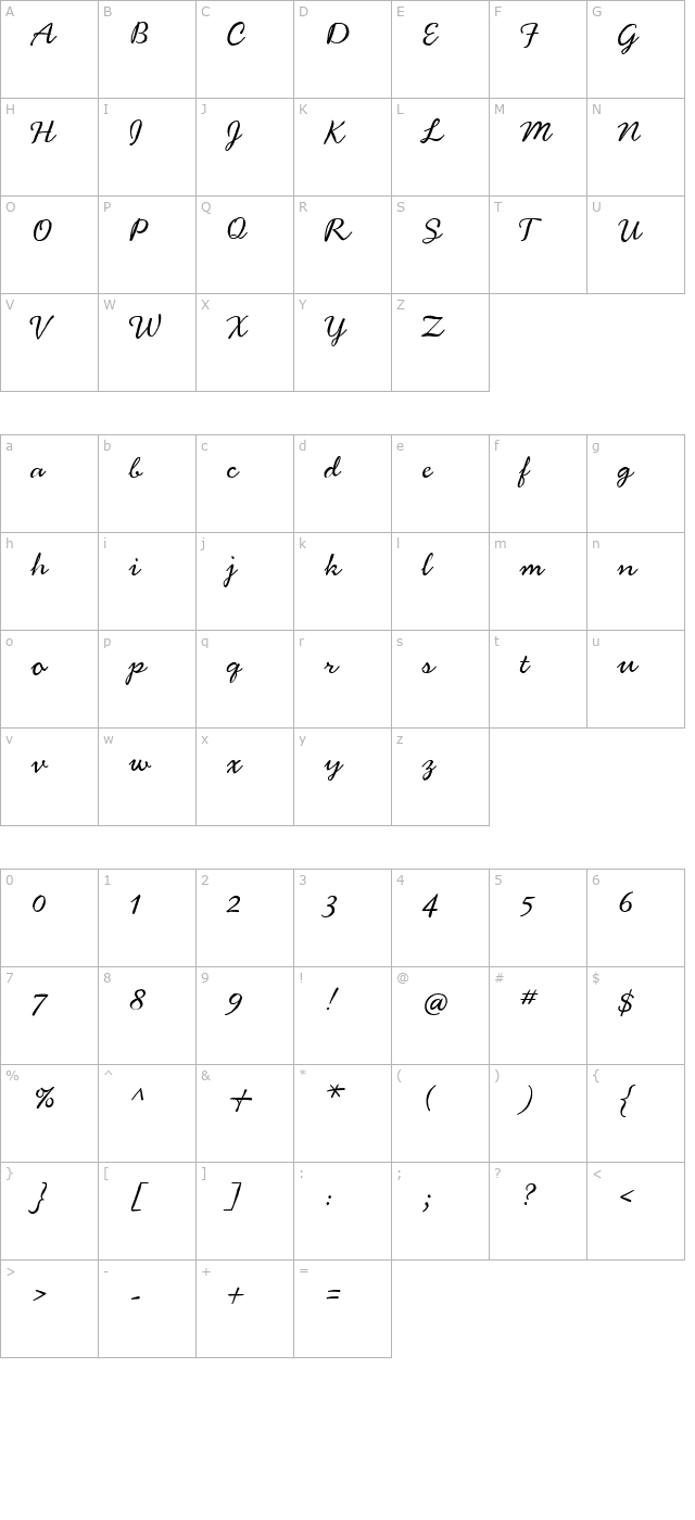 Handsome-Nib character map