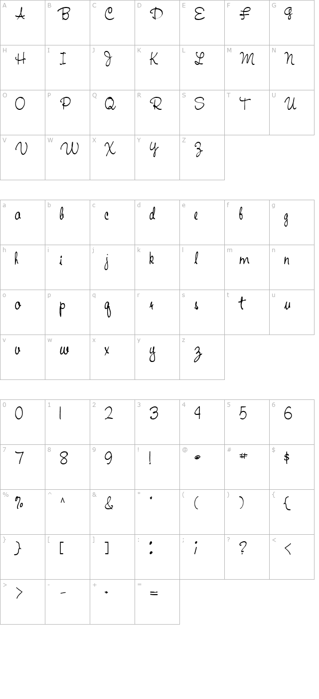 handwriting53-bold character map