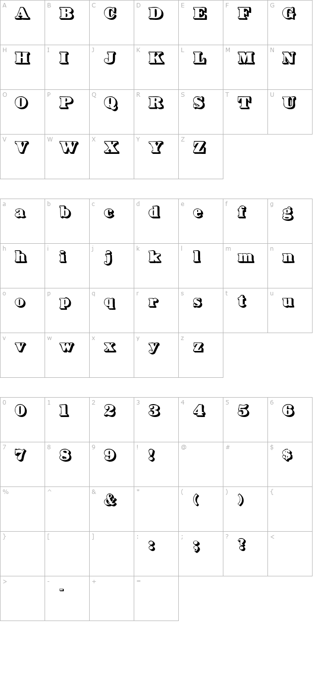 HankyShadow character map