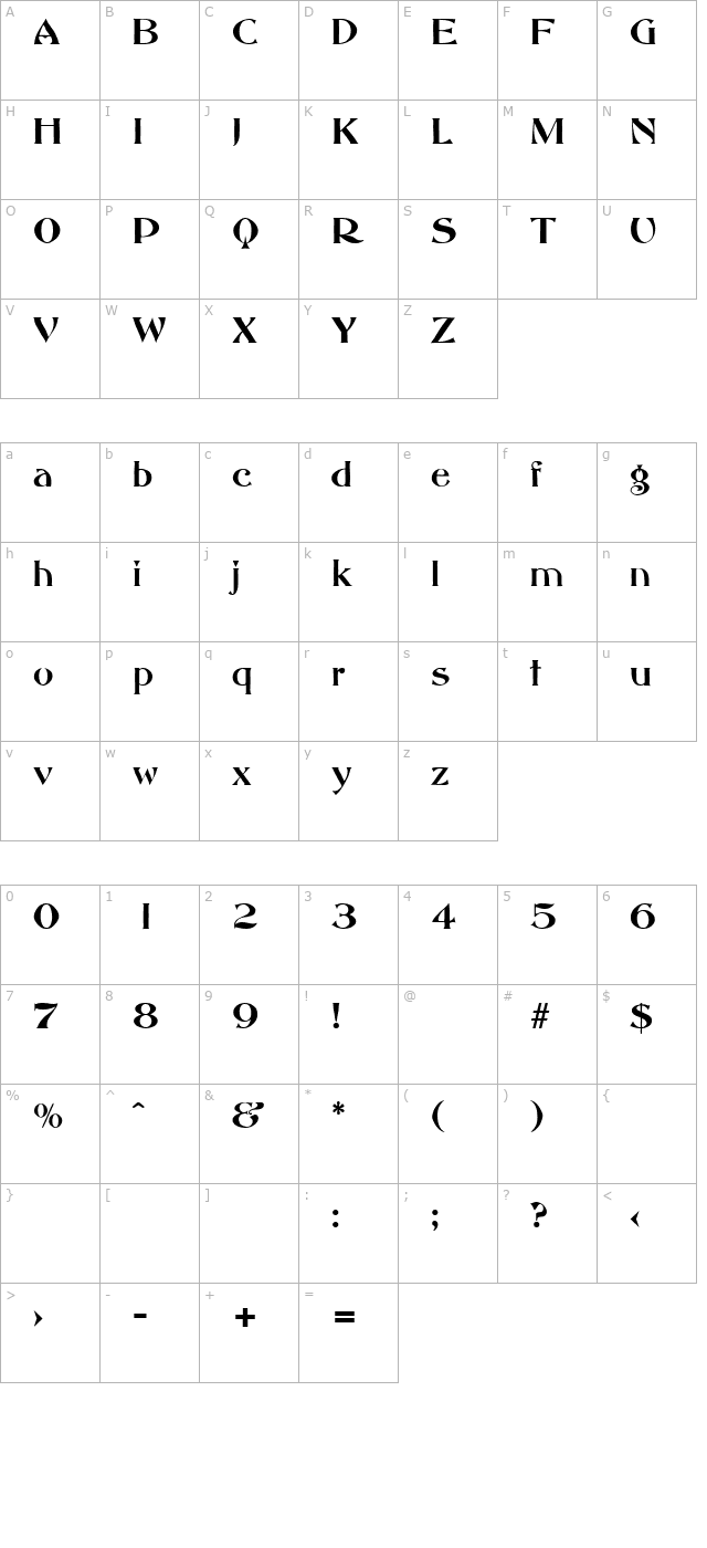 HannahBecker character map