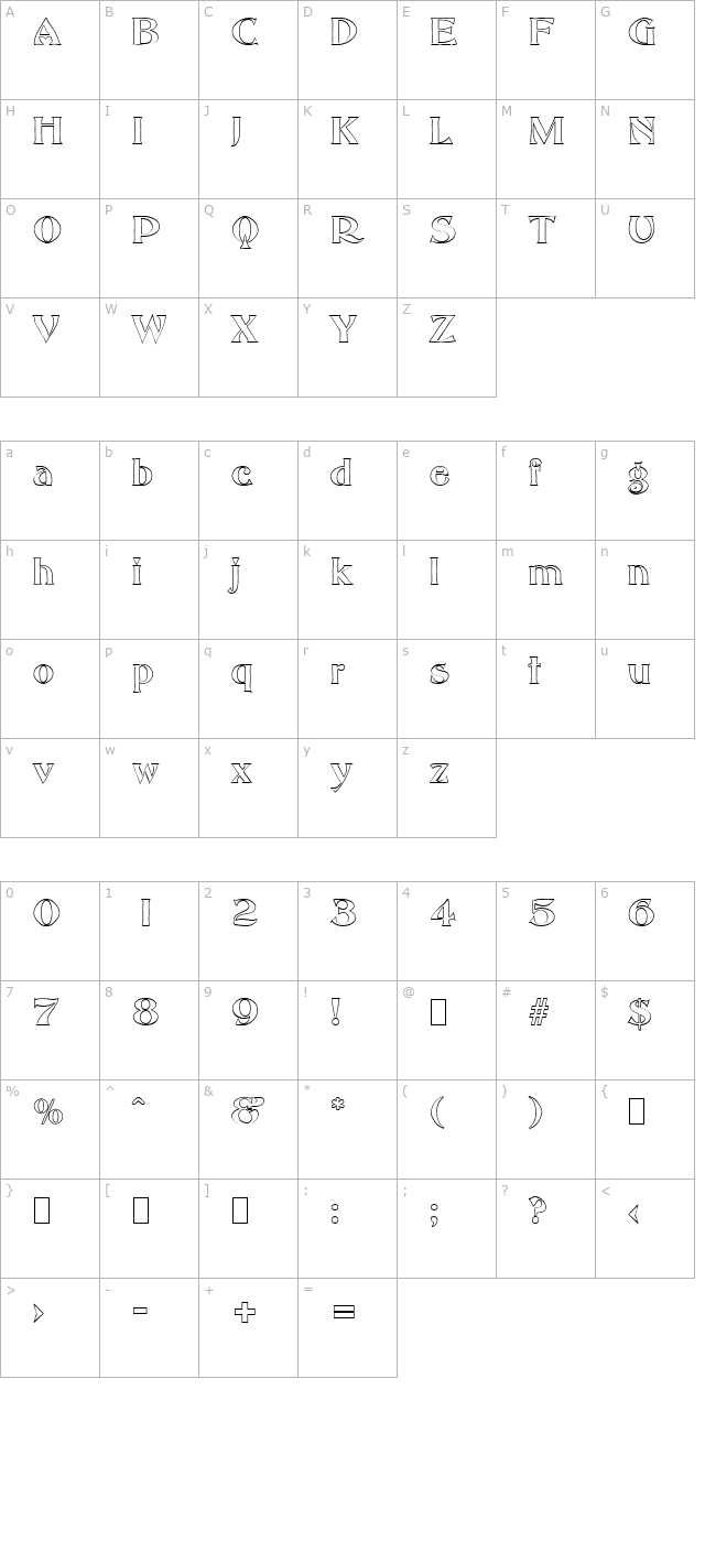 hannahbeckeroutline-regular character map