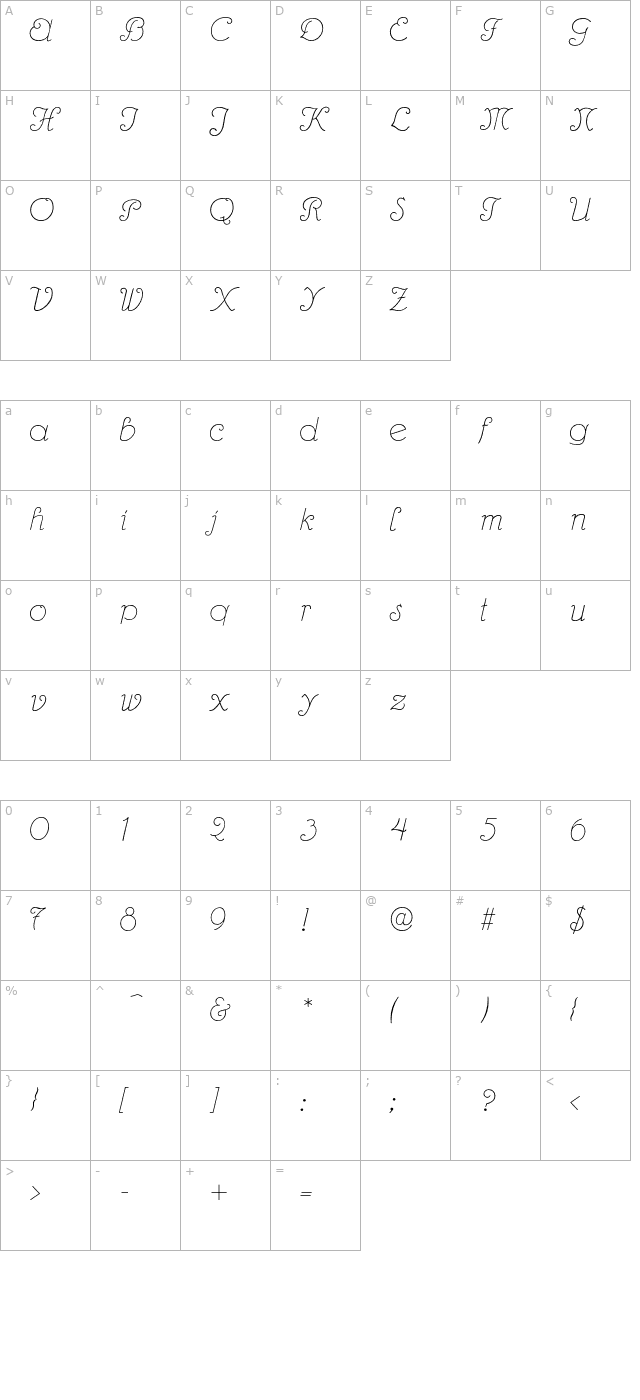 hanover-regular character map